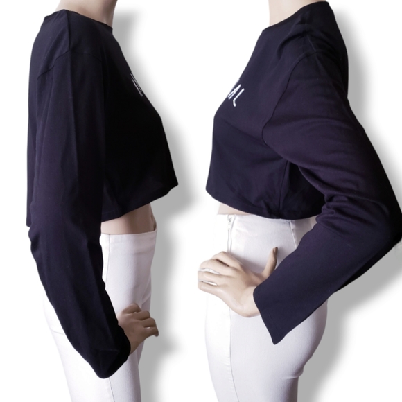 "Anti-Social" Print Long Sleeve Crop Top by Rock Rose Couture - Picture 4 of 8